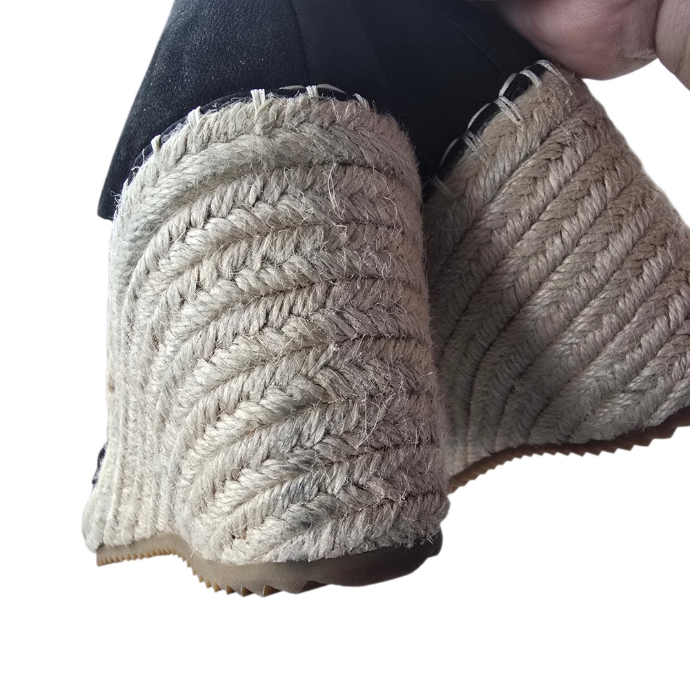Eileen Fisher Black Yasmin Espadrille Wedge Sandals Size 8 - Picture 9 of 9